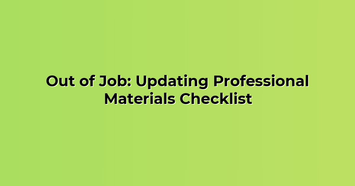 Out of Job: Updating Professional Materials Checklist — No Worker Left ...